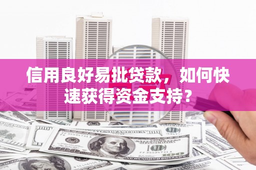 镇安信用良好易批贷款，如何快速获得资金支持？