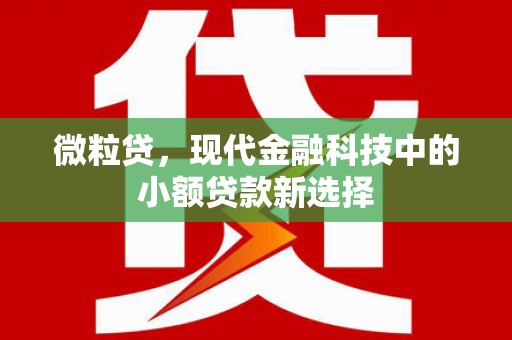 镇安微粒贷，现代金融科技中的小额贷款新选择