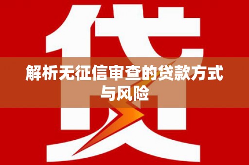 镇安解析无征信审查的贷款方式与风险